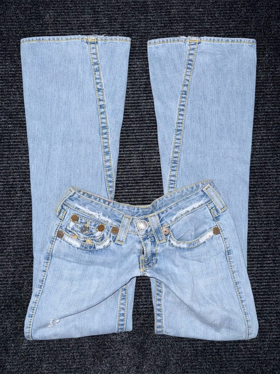 True Religion Denim - RARE Vintage True Religion Ultra Low Rise Twisted Flare Jeans Distressed 27 x 33